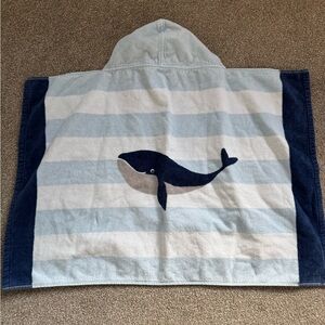 Pottery Barn Kids Navy and White Hooded Cotton Towel